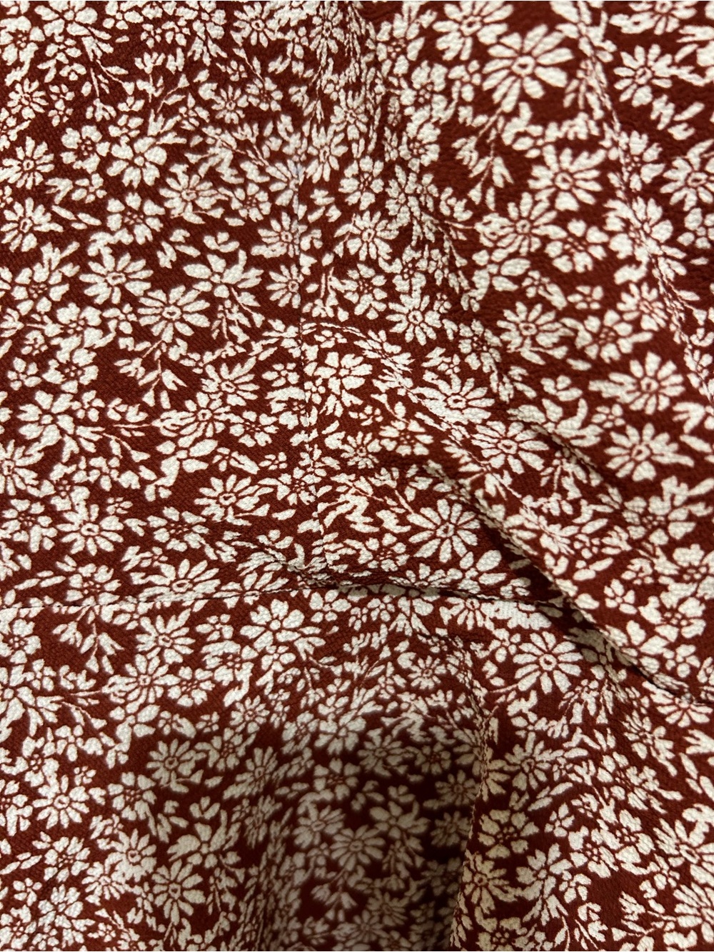 Monteau Floral Peplum Wrap Top Brown Cream Flutter Sleeve Size L - Picture 5 of 8
